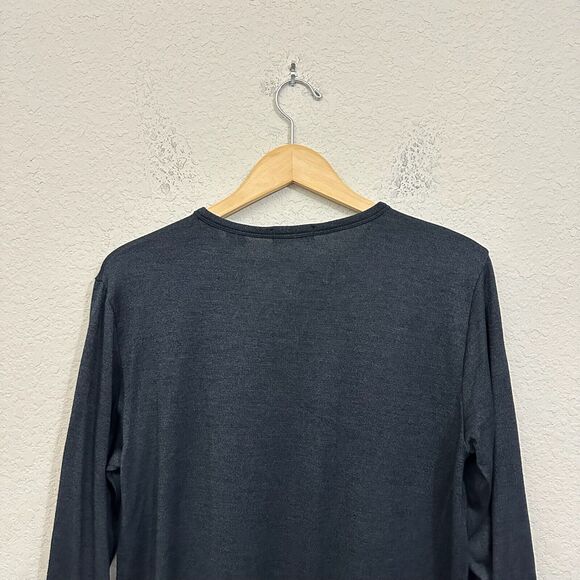 THEORY Snap Henley T-Shirt Charcoal Grey LS Tee Jersey Comfort Stretch - Picture 5 of 10